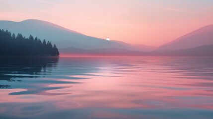 Naklejka premium sunrise over the lake