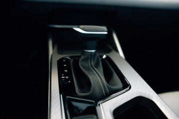 Automatic transmission gearshift stick, Closeup a manual shift of modern car gear shifter