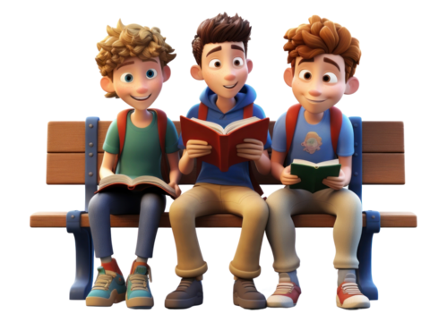 PNG Reading sitting cartoon book. AI generated Image by rawpixel.
