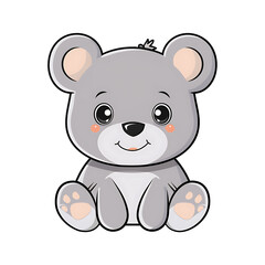 Obraz premium Transperant, Produce a flat colored image of a cute baby bear, with round ears and a friendly face, isolated on a white background, and outlined with a black line