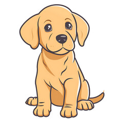 Transperant, Illustrate a flat colored image of an adorable puppy, with floppy ears and a wagging tail, isolated on a white background, and outlined with a black line