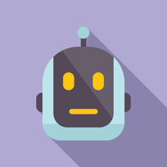 Vector illustration of a charming cartoon robot head with a purple background