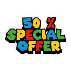 3D 50% Special offer text poster