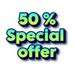 3D 50% Special offer text poster