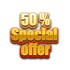 3D 50% Special offer text poster