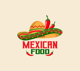 mexican food vector logo sticker sombrero hat symbol for Mexican restaurant