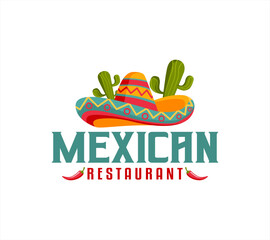 mexican food vector logo sticker sombrero hat symbol for Mexican restaurant