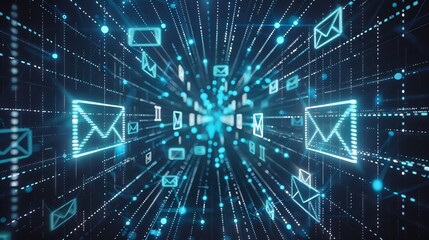 Obraz premium Email marketing data center and internet advertising Sending documents digitally using email : Generative AI