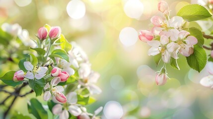 Blooming apple tree on a blurred natural background Selective focus High quality photo : Generative AI