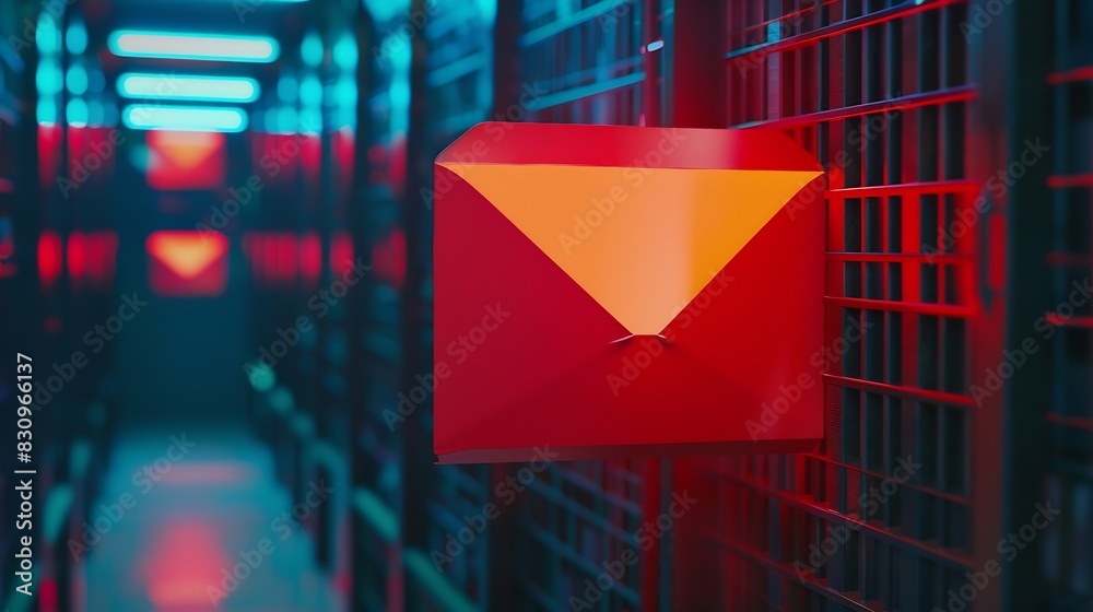 Aufkleber Alert Email inbox and spam virus with warning caution for notification on internet letter security protect junk and trash mail and compromised information : Generative AI