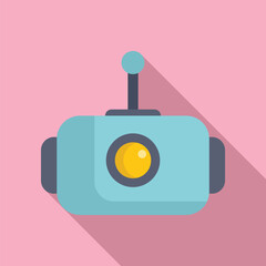 Flat design vector illustration of a charming cartoon robot icon with a pastel backdrop