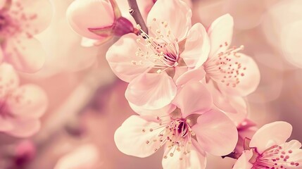 Naklejka premium Apricot tree flowers with soft focus Spring white flowers on a tree branch Apricot tree in bloom Spring seasons pink flowers of apricot tree closeup stock photo : Generative AI