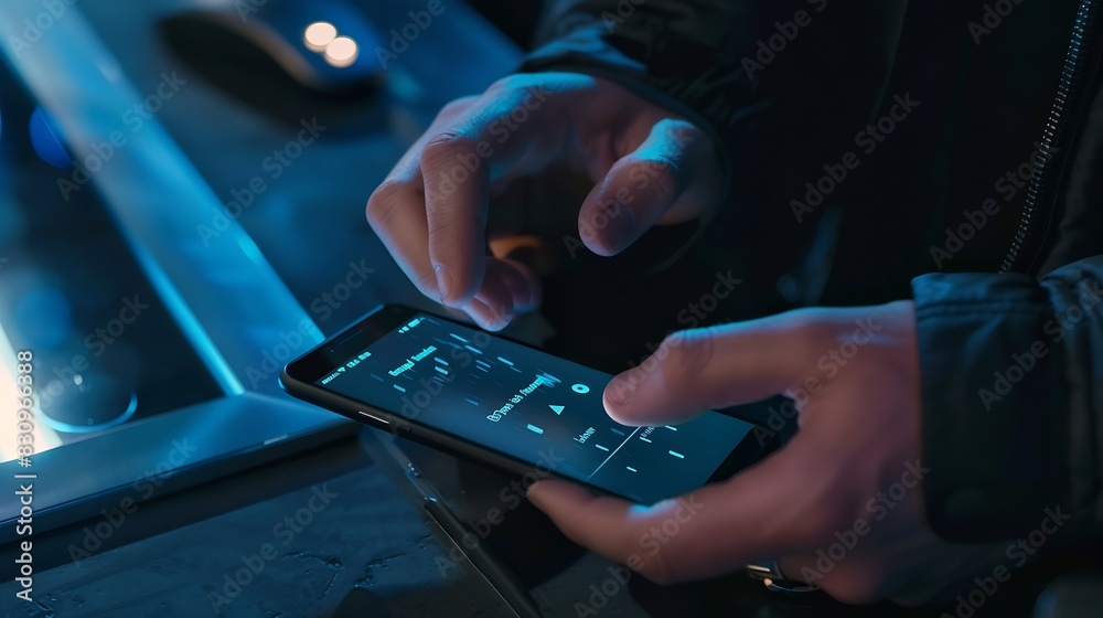 Poster cyber security and Security password login online concept  Hands typing and entering username and password of social media log in with smartphone to an online bank account data protect : Generative AI