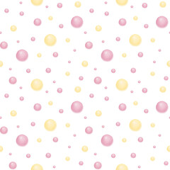Pink polka dots baby pattern.Watercolor hand painted seamless pattern for baby girl .