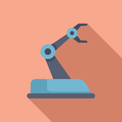 Simplistic flat design of a robotic arm, minimalistic style with soft shadows on a pink background