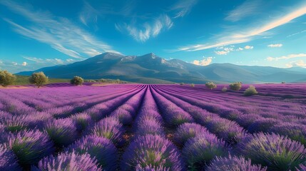 Purple Lavender Fields in Provence A Serene Summer Landscape
