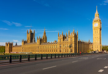 Naklejka premium Big Ben with Houses of Parliament from Westminster bridge, London, UK