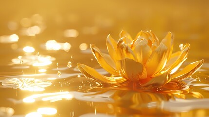 Digital technology golden three-dimensional lotus abstract graphic poster web page PPT background