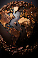 world map with chocolate and chips