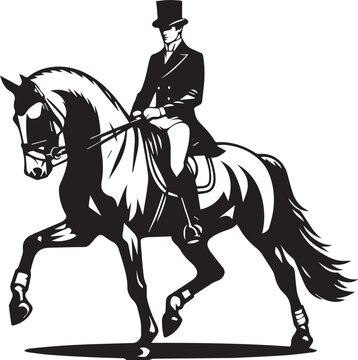 recommend clip art: Man on Equestrian Dressage Roil Vector Illustration Silhouette. Horse Rider Sport race Cowboy Jockey
