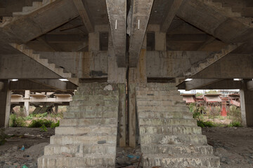 A construction site abandoned before completion