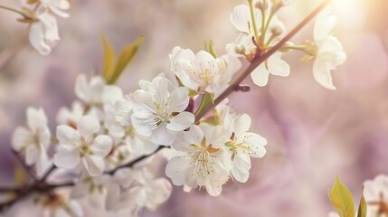 Obraz premium White beautiful flowers in the tree blooming in the early spring backgroung blured High quality photo : Generative AI