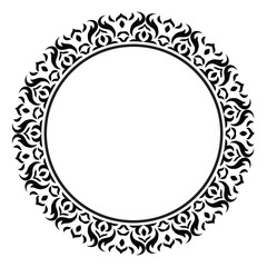 Vintage frame border ornament vector. Ethnic seamless round pattern. Mandala Floral Baroque. Classic antique ornate element. Decorative border for frame, textile, fabric, rug, tattoo, ceramic.