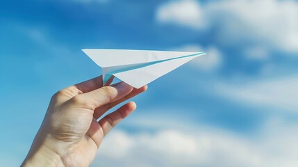 Hand with paper plane receiving messages mail online sending messages Email Three Dimensional Marketing Fly Envelope Connection Send Computer Message Airplane Email Inbox Newsletter : Generative AI