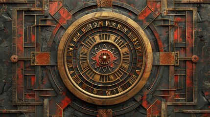 Obraz premium Steampunk-inspired mechanical clock with ornate gears and intricate design, blending vintage aesthetics with modern precision.