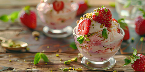 Homemade Strawberry Ice Cream Delight in a Bowl
