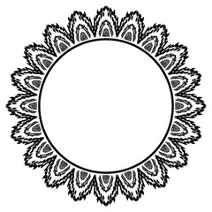 Vintage frame border ornament vector. Ethnic seamless round pattern. Mandala Floral Baroque. Classic antique ornate element. Decorative border for frame, textile, fabric, rug, tattoo, ceramic.