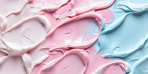 Swirling Pink and Blue Creamy Textures in Gradient Harmony with cool background