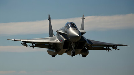 Fototapeta premium A view of jet fighter during mission.