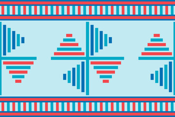 Fototapeta premium Abstract ethnic seamless pattern in tribal.Ikat textile texture in native American,Mexican,African, mediterranean style.Nordic geometric folk art background.Beautiful boho design for print decor