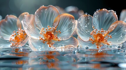 Digital technology blue and gold flowers poster background