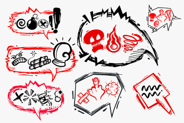 Swear word and Comic speech bubble. Comic swear speech bubbles aggressive expletive