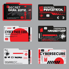 high-tech credit card, cyberpunk scifi gaming futuristic icon pattern HUD ux ui set collection template, 2d illustration rendering vector element © issaronow