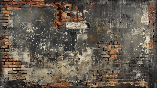 a wall with bricks, in the style of graflex speed graphic, commercial imagery, grisaille, hanging scroll, burned/charred, elongated forms, single object