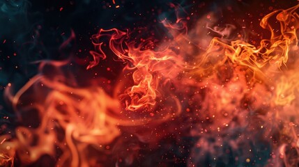 Fototapeta premium Fire Flame against a Dark Background