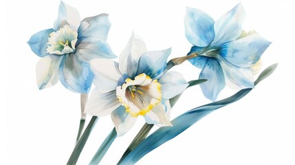A watercolor illustration of a Narcissus flower, designed as an underwater element.

