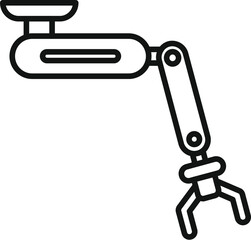Black and white line art of a mechanical robotic arm, ideal for industrial design concepts