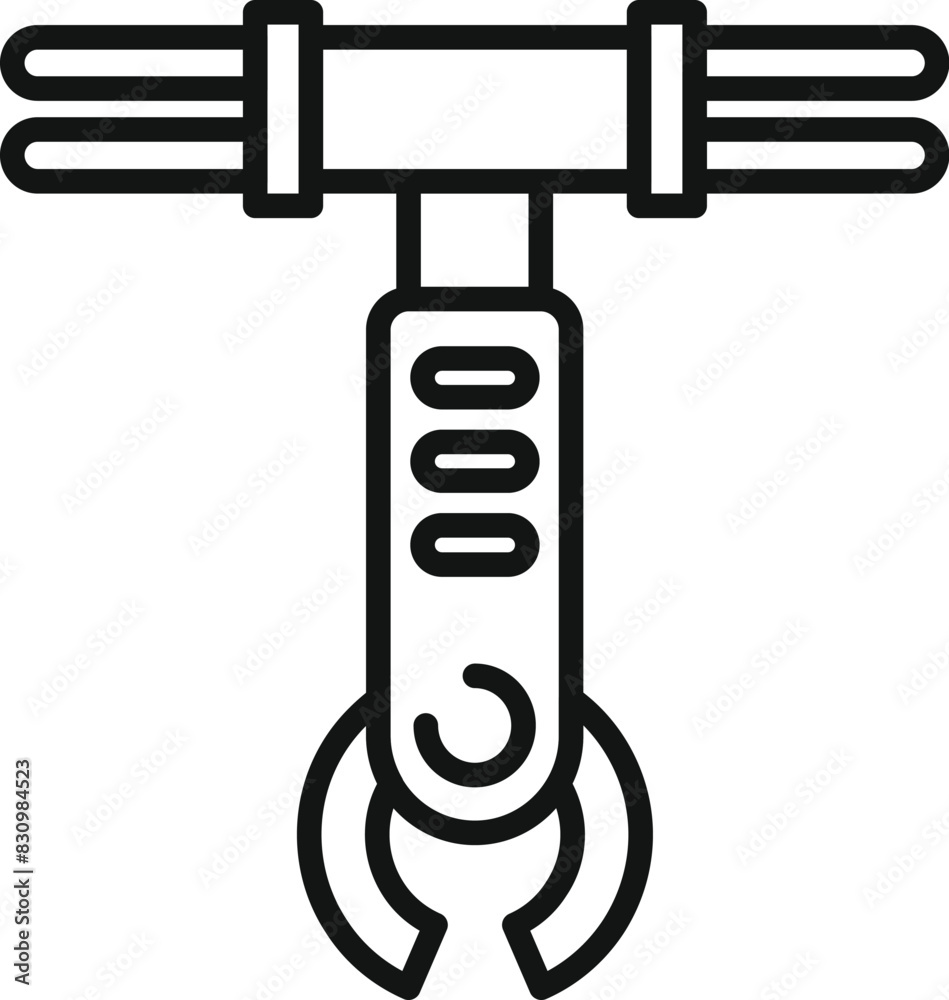 Canvas Prints Vector illustration of a black and white industrial crane hook icon, representing heavy lifting equipment used in construction and industrial settings