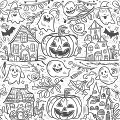 pattern with halloween pumpkins coloring books