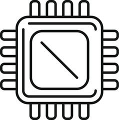 Line art vector graphic of a cpu or microchip, ideal for technologythemed designs