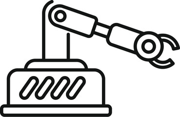 Simple line illustration of a robotic arm, representing automation and technology in industry