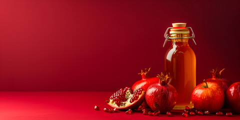 Fresh Fruit and Honey Composition on Neutral Background
