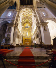 Obraz premium Interior of the Cathedral-Basilica of Cefalu Duomo di Cefalu, Cefalu, Sicily, Italy.