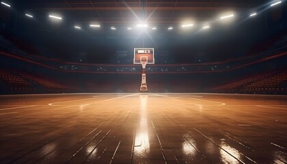 Cinematic View of an Empty Basketball Stadium