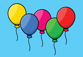 Set of realistic vector colorful balloons isolated, colourful Balloons with outlines Illustration © BhandariProductions