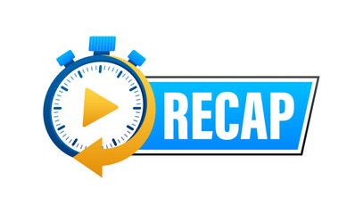 Recap, video play button replay. Watching on streaming. Vector stock illustration.